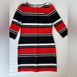 Sandra Darren Womens Dress 8 Striped Pullover Round Neck 3/4 Sleeve Stretch 800